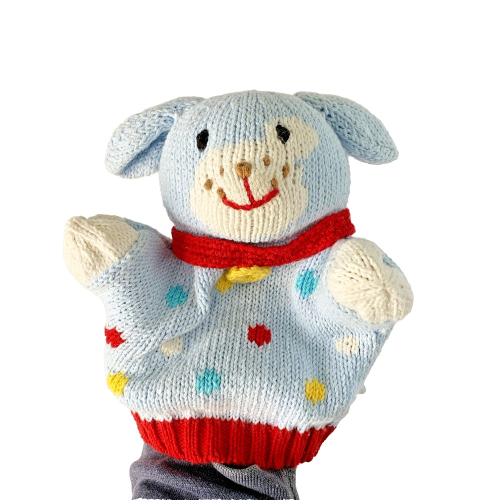 Zubels Hand Knit Puppet Doll Plush Bruno Dog Soft Stuffed Blue